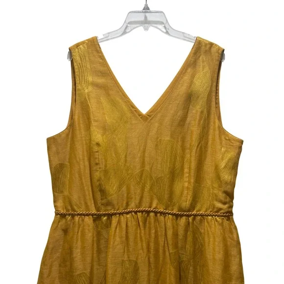 $1998 Lafayette 148 New York Women Yellow Silk Sleeveless A-Line Dress Size 16 - Picture 6 of 12